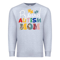 Heather Grey Proud Autism Mom Leopard Pattern Design Autism Awa Premium Sweatshirt - CowhideDigitalArt