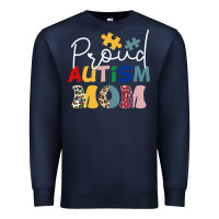Navy Proud Autism Mom Leopard Pattern Design Autism Awa Premium Sweatshirt - CowhideDigitalArt