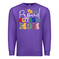 Purple Proud Autism Mom Leopard Pattern Design Autism Awa Premium Sweatshirt - CowhideDigitalArt