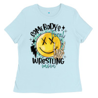 Baby Blue somebody's feral wrestling mom Ladies Tee - MaliasSmallBusiness