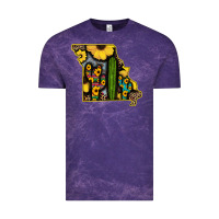 Cloud Purple Western Missouri Map Sunflower And Cactus Pattern Vintage Tee - Bettercallsaul