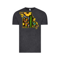 Vintage Black Western Missouri Map Sunflower And Cactus Pattern Vintage Tee - Bettercallsaul