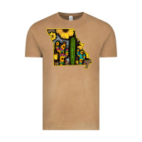Western Missouri Map Sunflower And Cactus Pattern Vintage Tee | Teevron