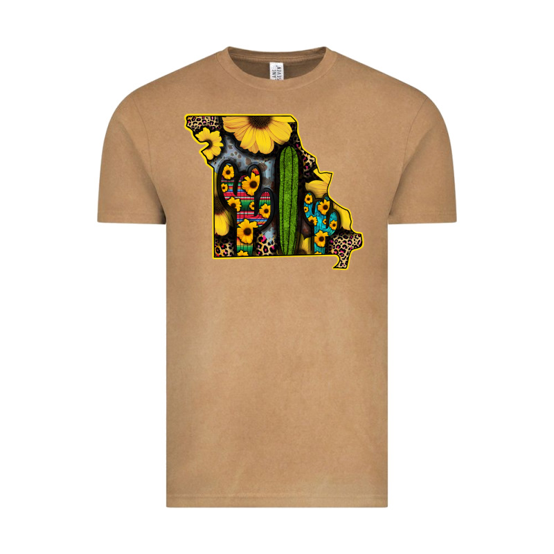 Western Missouri Map Sunflower And Cactus Pattern Vintage Tee by Bettercallsaul | Teevron