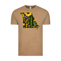 Vintage Coffee Western Missouri Map Sunflower And Cactus Pattern Vintage Tee - Bettercallsaul