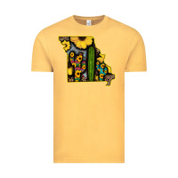 Vintage Mustard Western Missouri Map Sunflower And Cactus Pattern Vintage Tee - Bettercallsaul