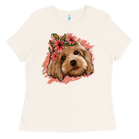 Bone cockapoo floral pink glitter Ladies Tee - Jasminsmagicworld