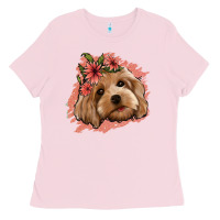 Bubblegum Pink cockapoo floral pink glitter Ladies Tee - Jasminsmagicworld