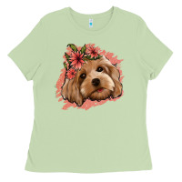 Matcha cockapoo floral pink glitter Ladies Tee - Jasminsmagicworld