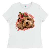 Cockapoo Floral Pink Glitter Ladies Tee | Teevron