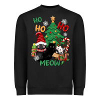 Black ho ho ho meow Heavyweight Sweatshirt - CowGirlArtShop