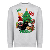 Heather Grey ho ho ho meow Heavyweight Sweatshirt - CowGirlArtShop
