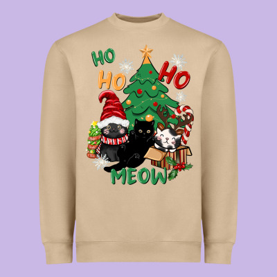 Ho Ho Ho Meow Heavyweight Sweatshirt Designed By Cowgirlartshop