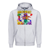 Heather Grey Neurodiversity is beautiful Zipper Hoodie - FaDigitalArtStudio