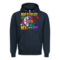 Navy Neurodiversity is beautiful Zipper Hoodie - FaDigitalArtStudio