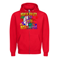 Red Neurodiversity is beautiful Zipper Hoodie - FaDigitalArtStudio