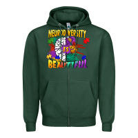 Sports Green Neurodiversity is beautiful Zipper Hoodie - FaDigitalArtStudio