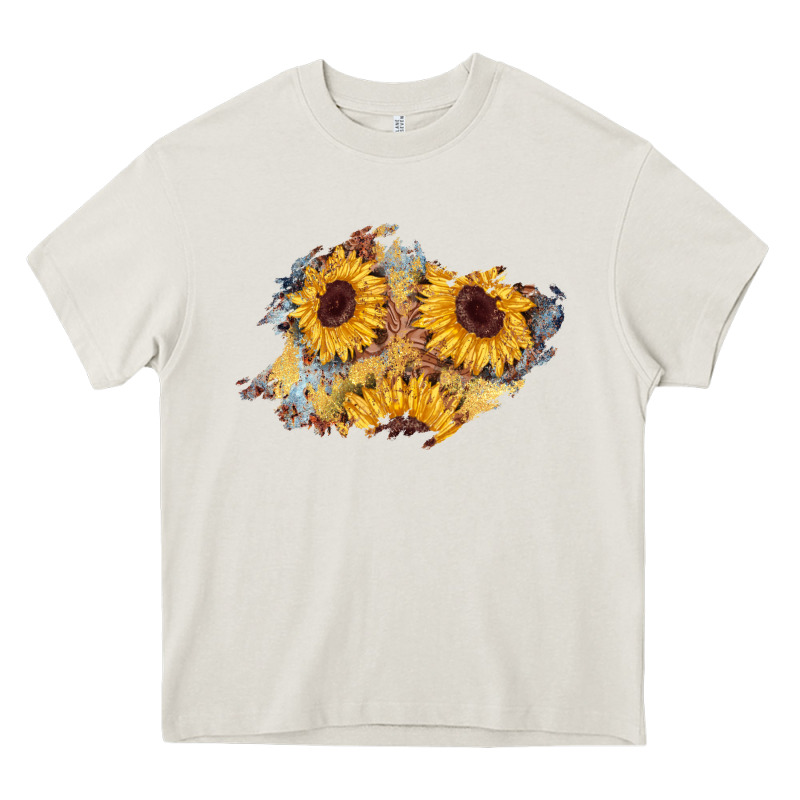 Sunflower Glitter Leather Patch Heavy Core Tee by AdoDesignShop | Teevron