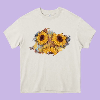 Sunflower Glitter Leather Patch Heavy Core Tee Designed By Adodesignshop