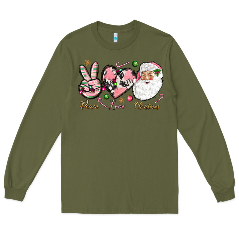 Peace Love Pink Christmas Long Sleeve Tee by NancyCooperArtShop | Teevron