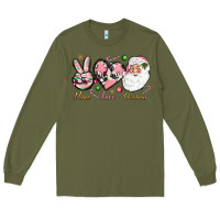 Army Green Peace love pink Christmas Long Sleeve Tee - NancyCooperArtShop
