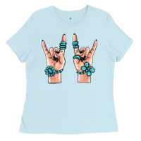 Baby Blue gemstone rock hand Ladies Tee - MaliasSmallBusiness