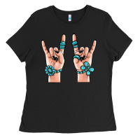 Black gemstone rock hand Ladies Tee - MaliasSmallBusiness
