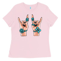 Bubblegum Pink gemstone rock hand Ladies Tee - MaliasSmallBusiness