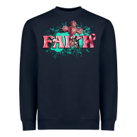 Navy faith breast cancer Heavyweight Sweatshirt - CowGirlArtShop