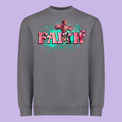 Faith Breast Cancer Heavyweight Sweatshirt Designed By Cowgirlartshop