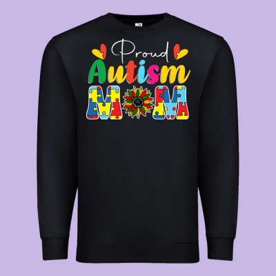Proud Autism Mom Sunflower Premium Sweatshirt Designed By Cowhidedigitalart
