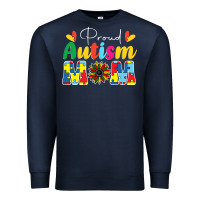 Navy Proud Autism Mom sunflower Premium Sweatshirt - CowhideDigitalArt