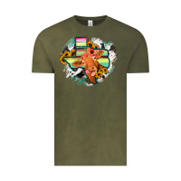Vintage Olive Western Texas Flag Cow Portrarit Vintage Tee - Bettercallsaul