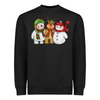 Black christmas polar bear reindeer and snowman Heavyweight Sweatshirt - CowGirlArtShop