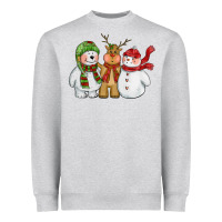Heather Grey christmas polar bear reindeer and snowman Heavyweight Sweatshirt - CowGirlArtShop