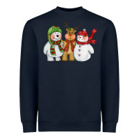 Christmas Polar Bear Reindeer And Snowman Heavyweight Sweatshirt | Teevron