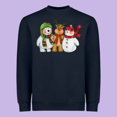Christmas Polar Bear Reindeer And Snowman Heavyweight Sweatshirt Designed By Cowgirlartshop