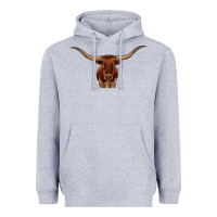 Heather Grey texas longhorn illustration Heavyweight Hoodie - CowhideDigitalArt