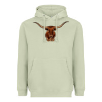 Matcha texas longhorn illustration Heavyweight Hoodie - CowhideDigitalArt
