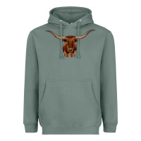Sage texas longhorn illustration Heavyweight Hoodie - CowhideDigitalArt