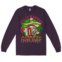 Plum Feliz Navidad gnome Long Sleeve Tee - NancyCooperArtShop
