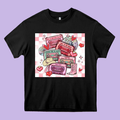 Valentine's Day Cassette Tapes Heavy Core Tee Designed By Maliassmallbusiness