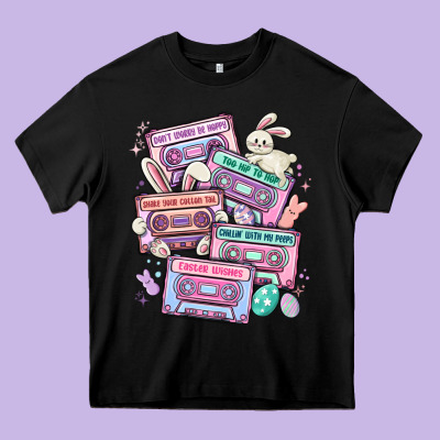 Easter Cassette Tapes Heavy Core Tee Designed By Maliassmallbusiness