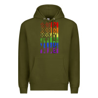 Army Green lgbtq pride american flag Premium Hoodie - FaDigitalArtStudio