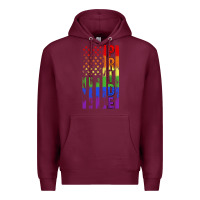 Burgundy lgbtq pride american flag Premium Hoodie - FaDigitalArtStudio