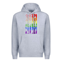 Heather Grey lgbtq pride american flag Premium Hoodie - FaDigitalArtStudio
