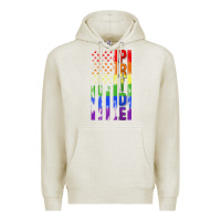 Oatmeal Heather lgbtq pride american flag Premium Hoodie - FaDigitalArtStudio