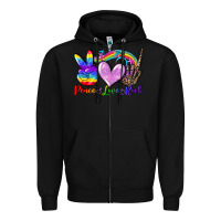 Black Peace love rock Zipper Hoodie - FaDigitalArtStudio