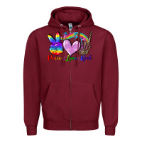 Burgundy Peace love rock Zipper Hoodie - FaDigitalArtStudio