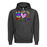 Charcoal Heather Peace love rock Zipper Hoodie - FaDigitalArtStudio
